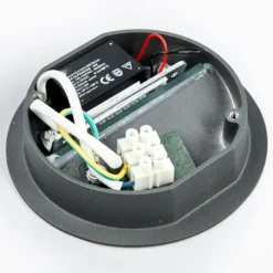 Lucande Lámpara de pared LED empotrable Loya, Ø 11,5 cm, gris, IP54