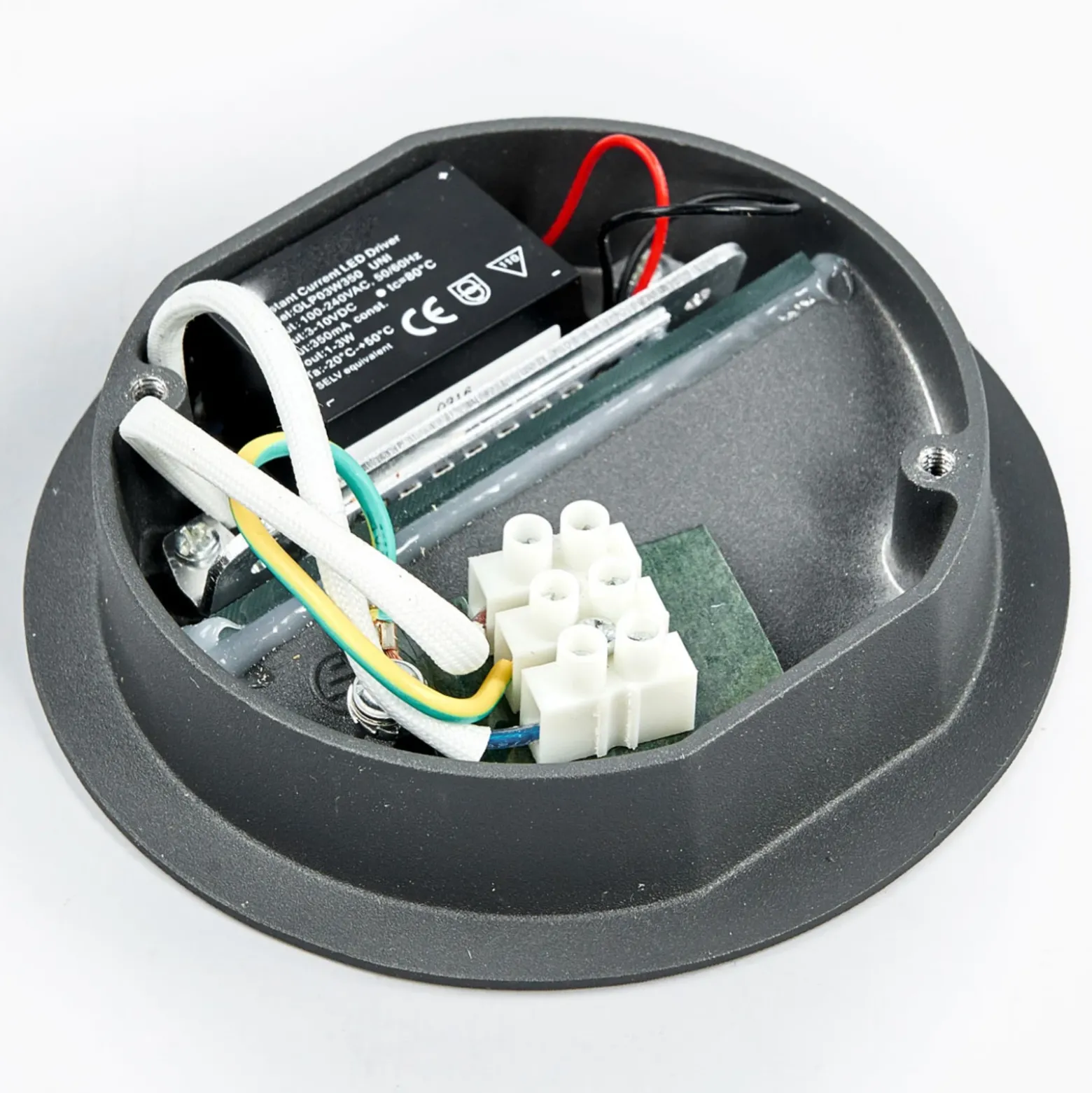 Lucande Lámpara de pared LED empotrable Loya, Ø 11,5 cm, gris, IP54