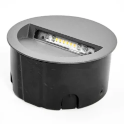 Lucande Lámpara de pared LED empotrable Loya, Ø 11,5 cm, gris, IP54