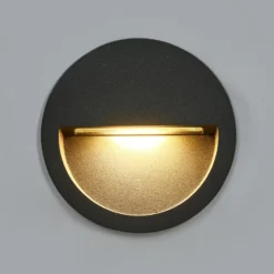 Lucande Lámpara de pared LED empotrable Loya, Ø 11,5 cm, gris, IP54