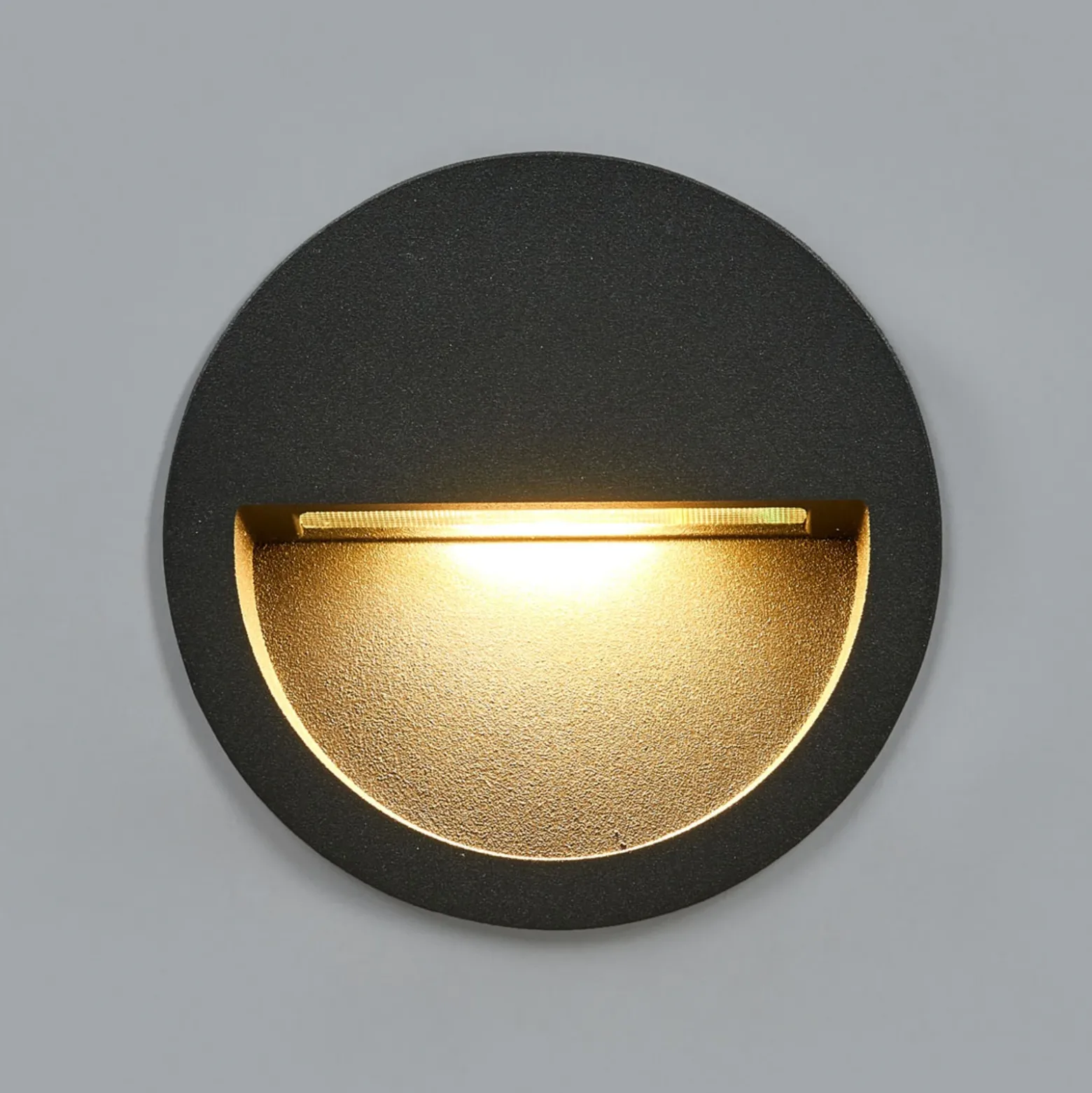 Lucande Lámpara de pared LED empotrable Loya, Ø 11,5 cm, gris, IP54