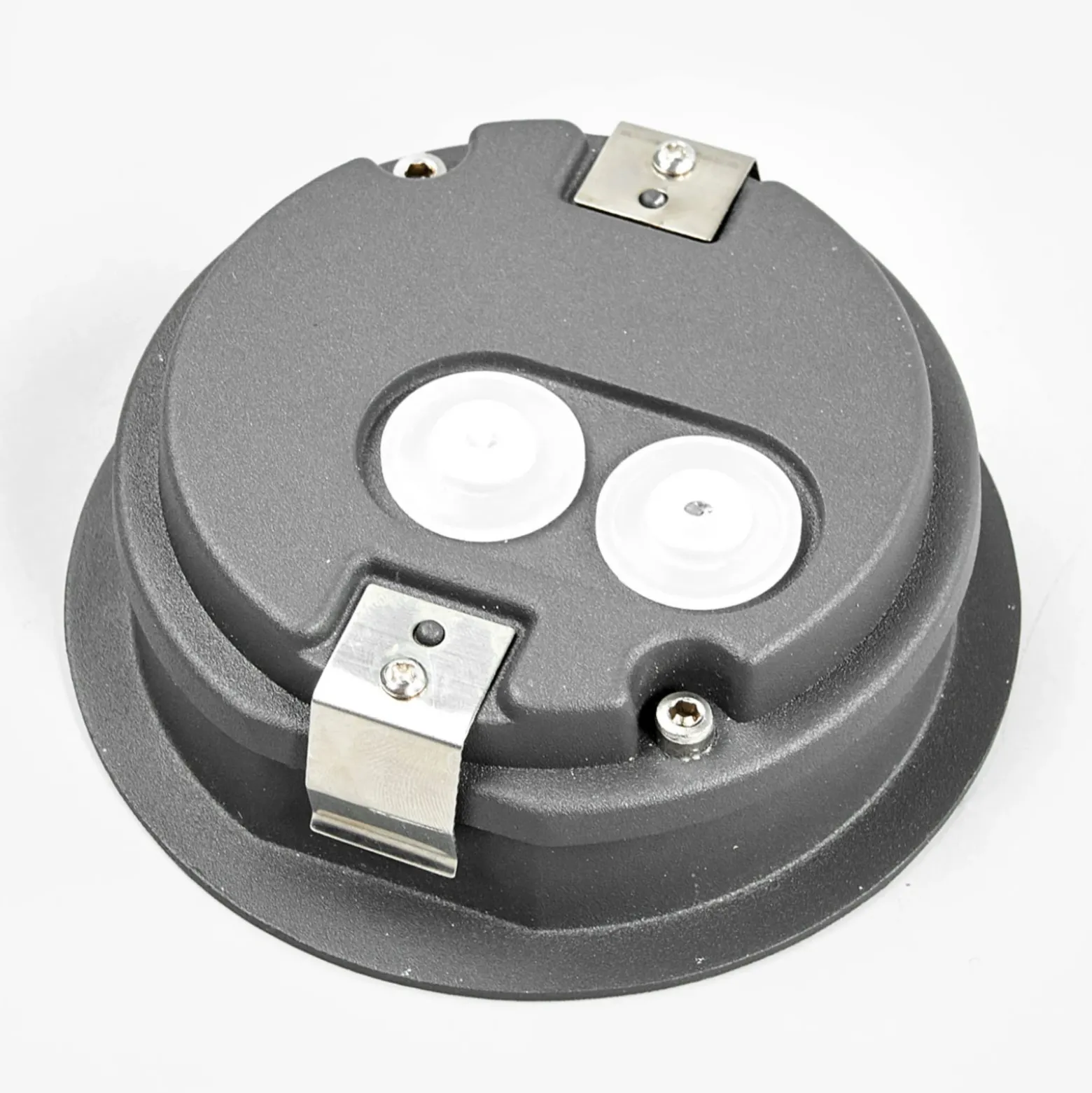 Lucande Lámpara de pared LED empotrable Loya, Ø 11,5 cm, gris, IP54