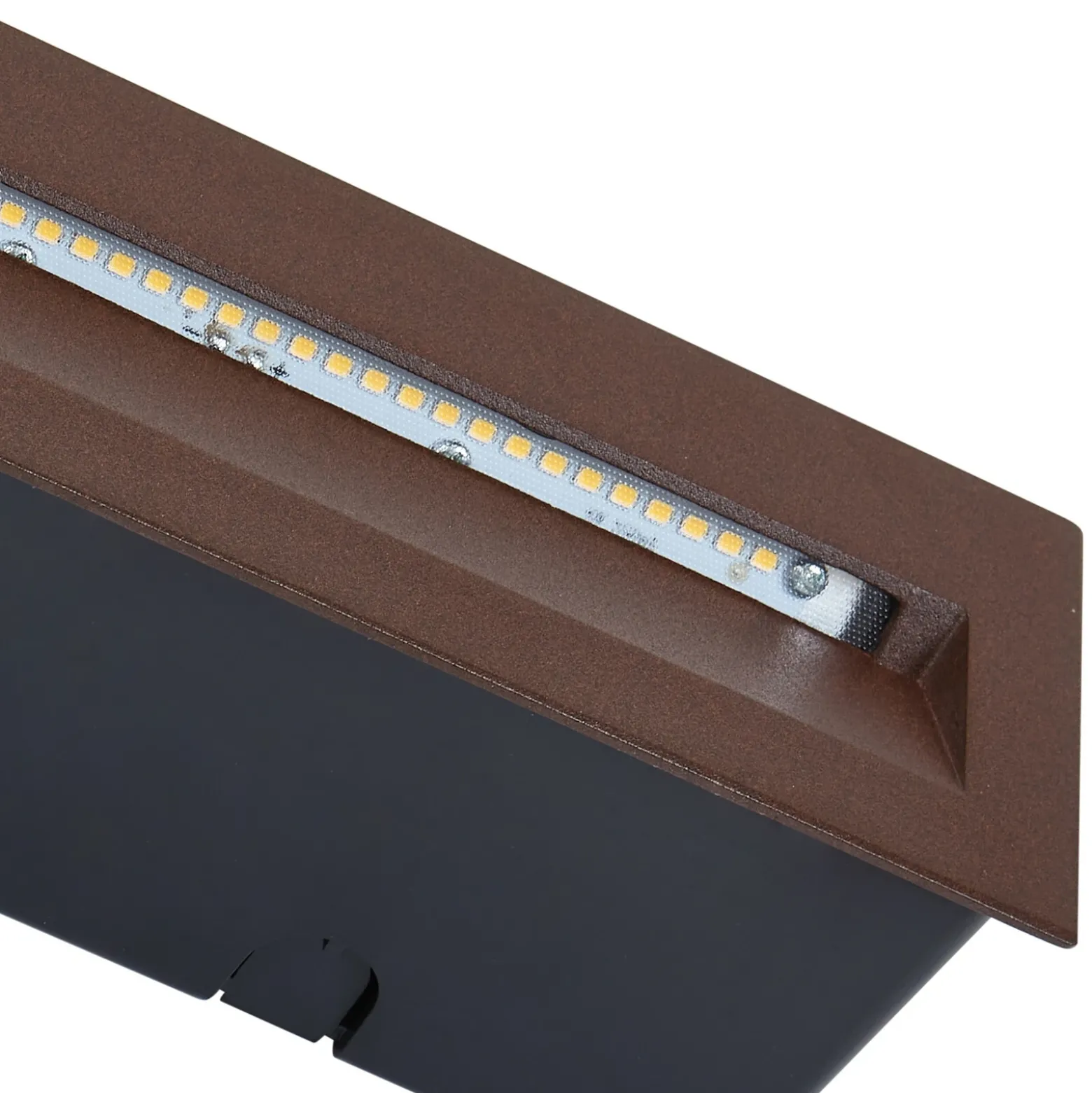 Lucande lámpara de pared LED empotrable Loya, 23 x 8 cm, óxido, IP54