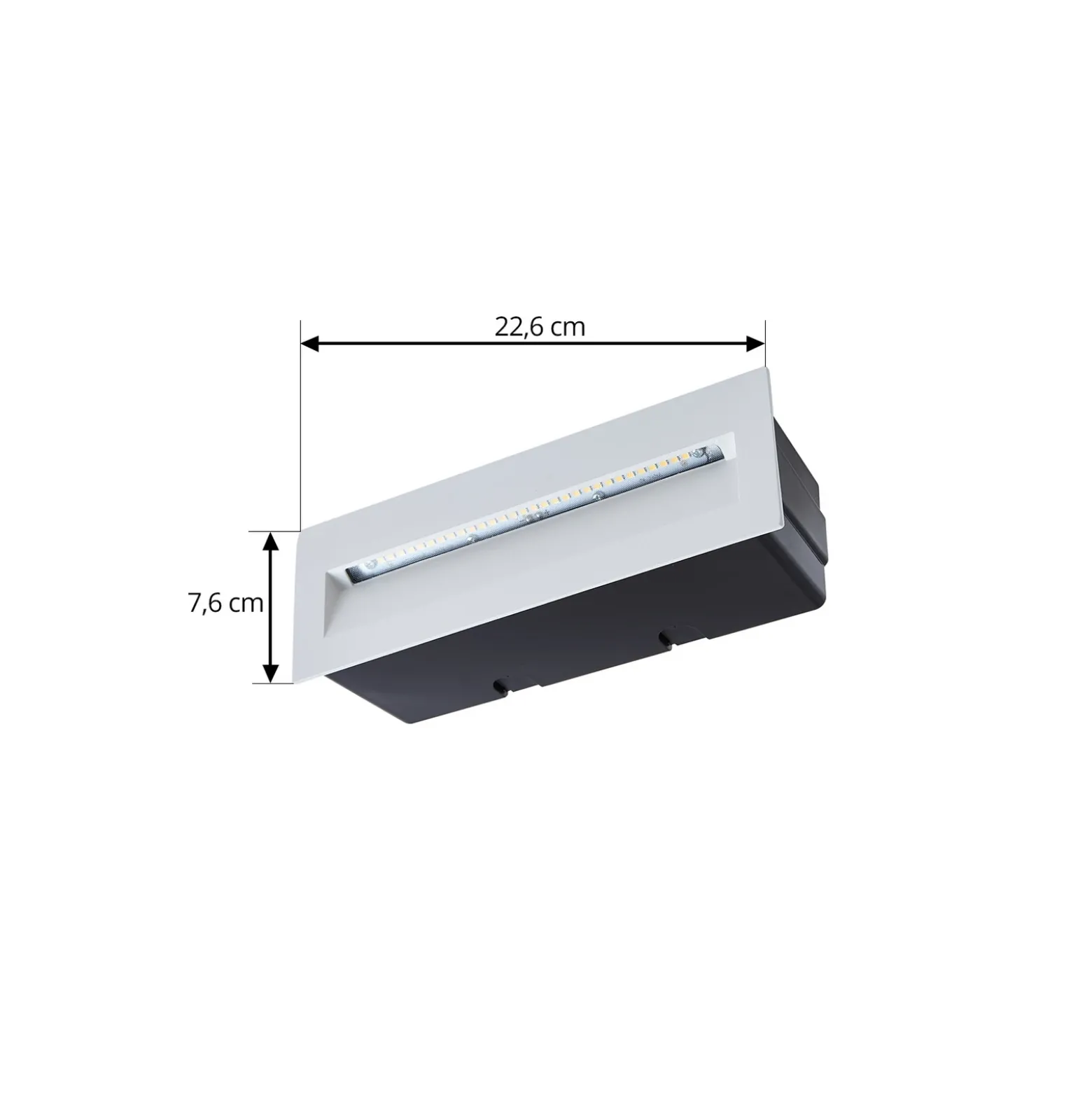 Lucande lámpara de pared LED empotrable Loya, 23 x 8 cm, blanca, IP54