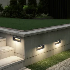 Lucande Lámpara de pared LED empotrable Jaano, antracita, aluminio, IP65