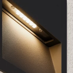 Lucande Lámpara de pared LED empotrable Loya, 11,5x11,5 cm, gris, IP54