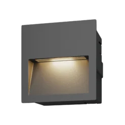 Lucande Lámpara de pared LED empotrable Loya, 11,5x11,5 cm, gris, IP54