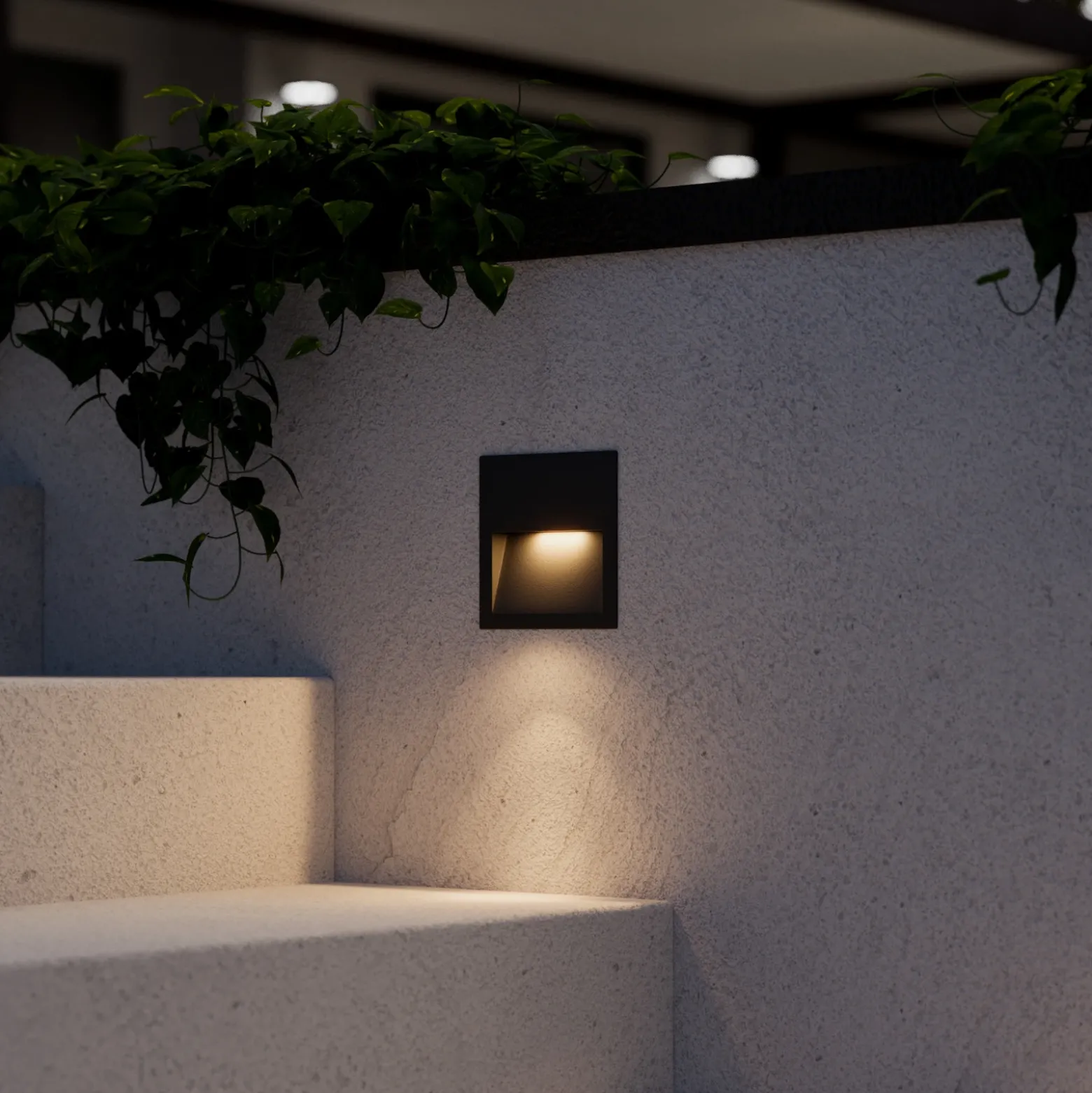 Lucande Lámpara de pared LED empotrable Loya, 11,5x11,5 cm, gris, IP54