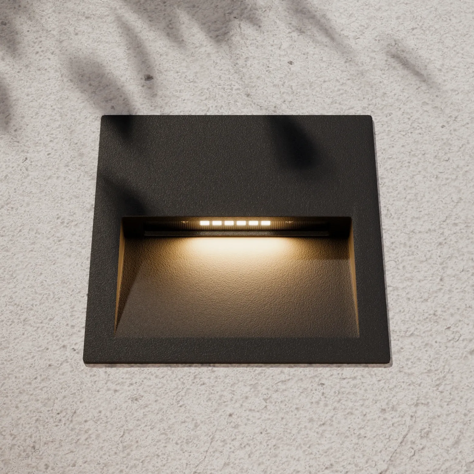 Lucande Lámpara de pared LED empotrable Loya, 11,5x11,5 cm, gris, IP54