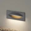Lucande Lámpara de pared LED empotrable Zandro, 25 cm, antracita, IP65