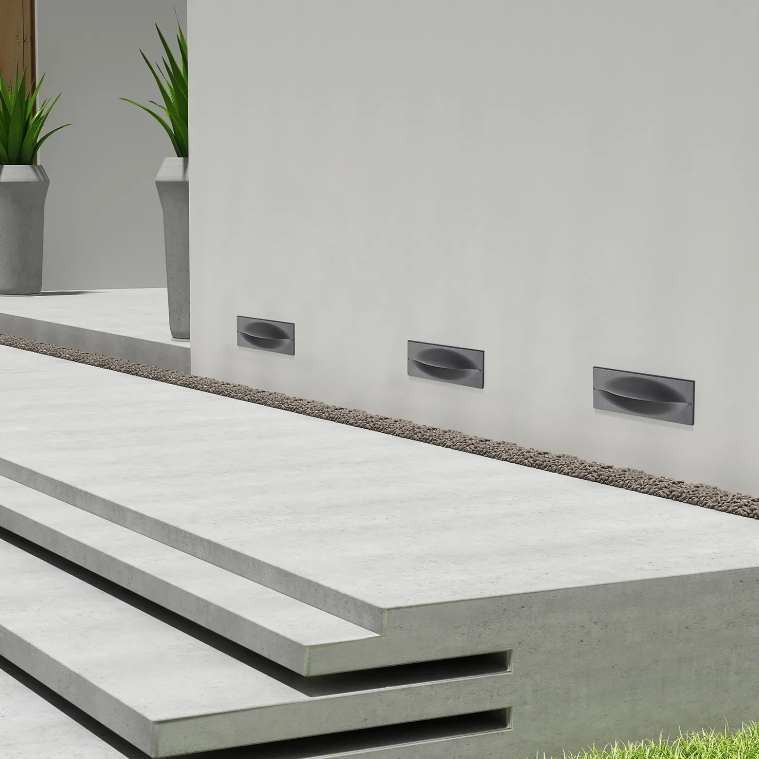 Lucande Lámpara de pared LED empotrable Zandro, 25 cm, antracita, IP65