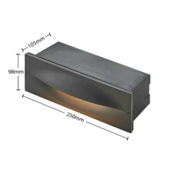 Lucande Lámpara de pared LED empotrable Zandro, 25 cm, antracita, IP65