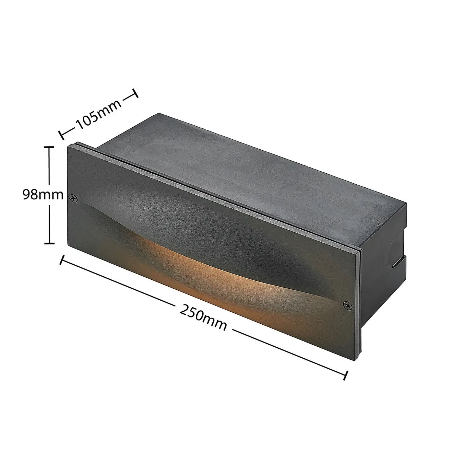 Lucande Lámpara de pared LED empotrable Zandro, 25 cm, antracita, IP65