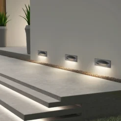 Lucande Lámpara de pared LED empotrable Zandro, 25 cm, antracita, IP65