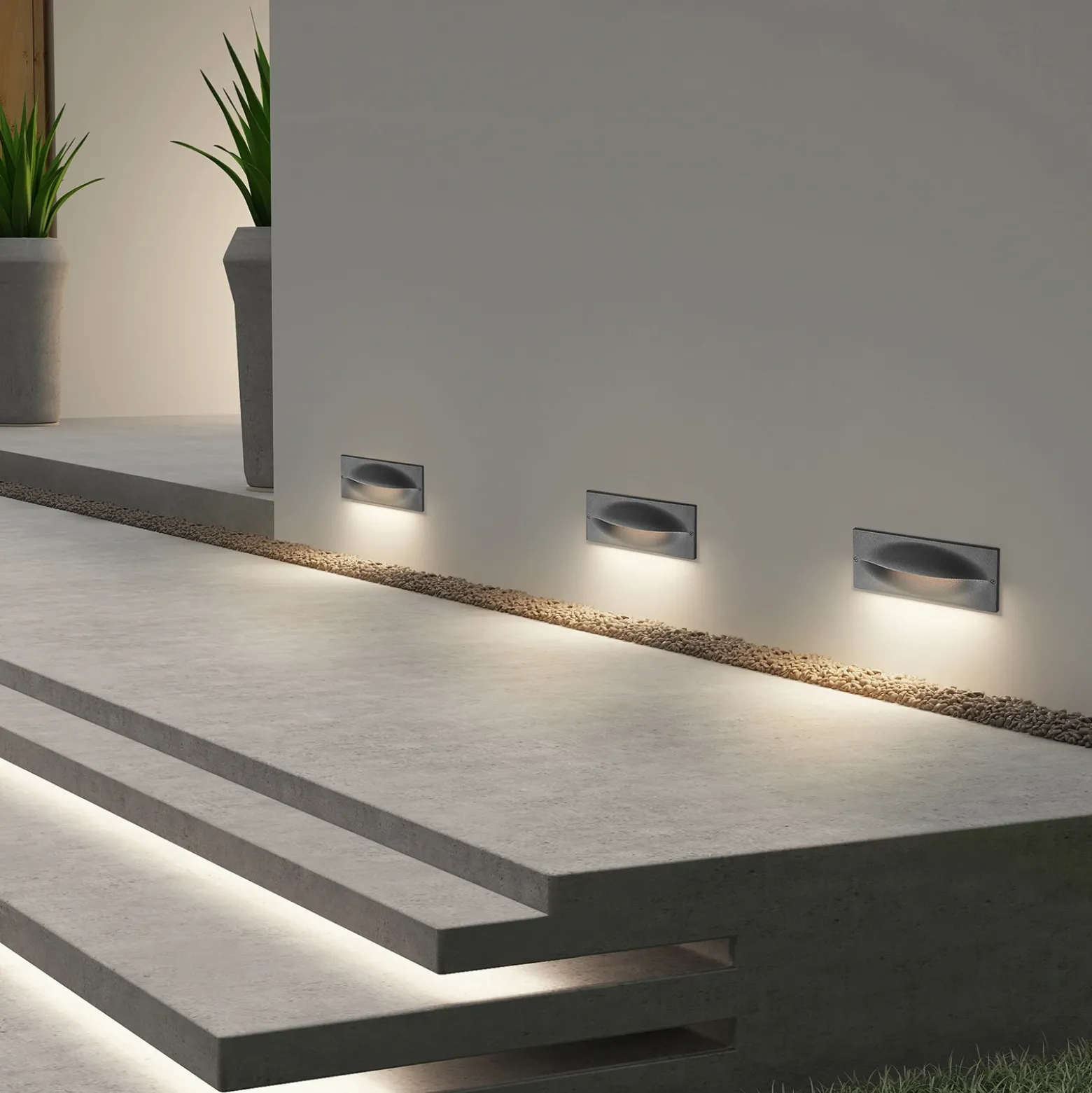 Lucande Lámpara de pared LED empotrable Zandro, 25 cm, antracita, IP65
