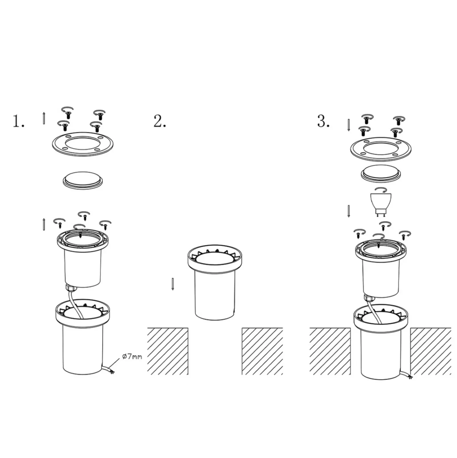 Lucande lámpara de suelo empotrable Ava, Ø 12 cm, redonda, IP67, GU10