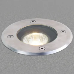 Lucande lámpara de suelo empotrable Ava, Ø 12 cm, redonda, IP67, GU10