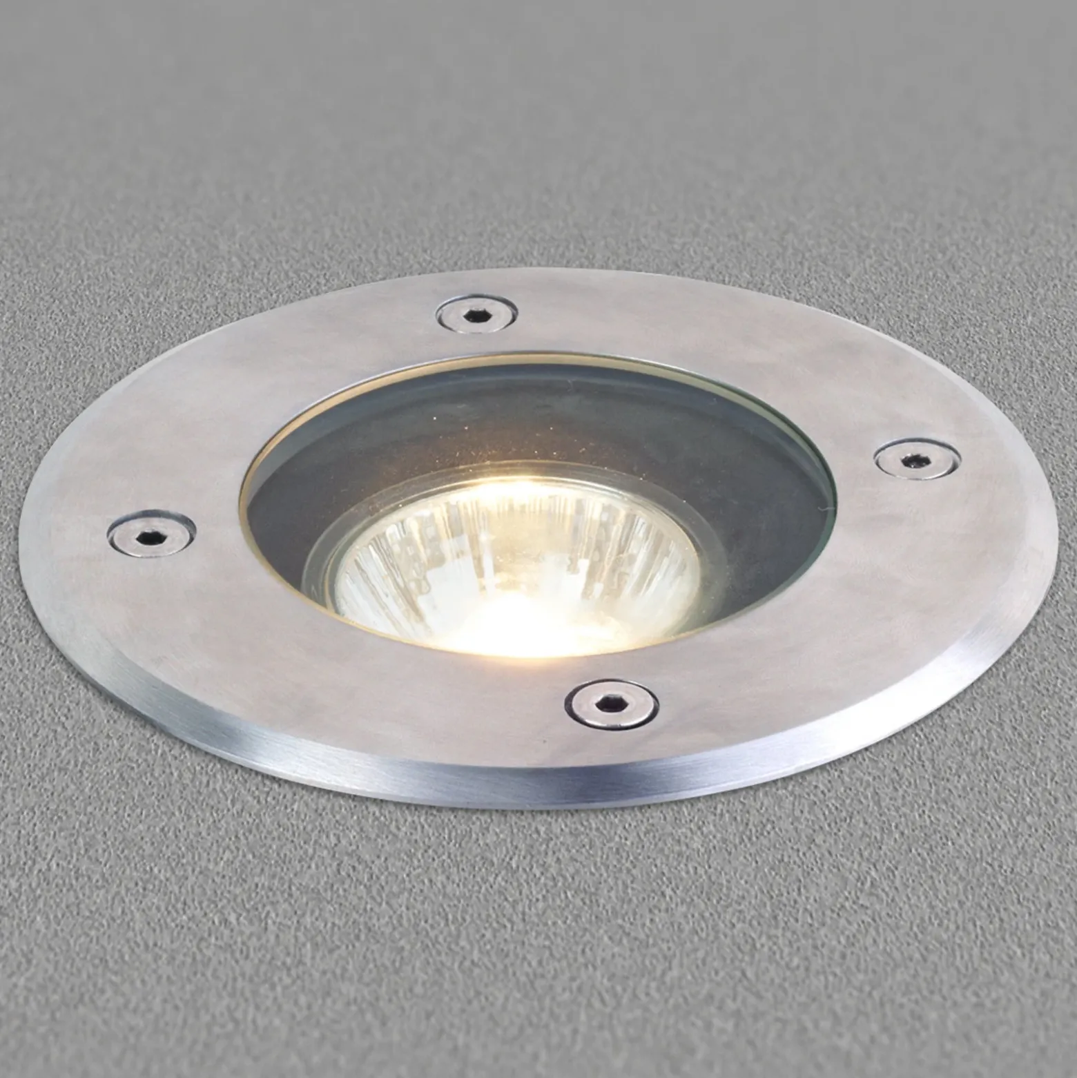 Lucande lámpara de suelo empotrable Ava, Ø 12 cm, redonda, IP67, GU10
