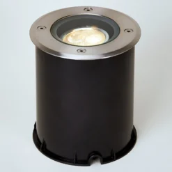 Lucande Lámpara de suelo LED empotrable Jos, redonda, orientable, IP67