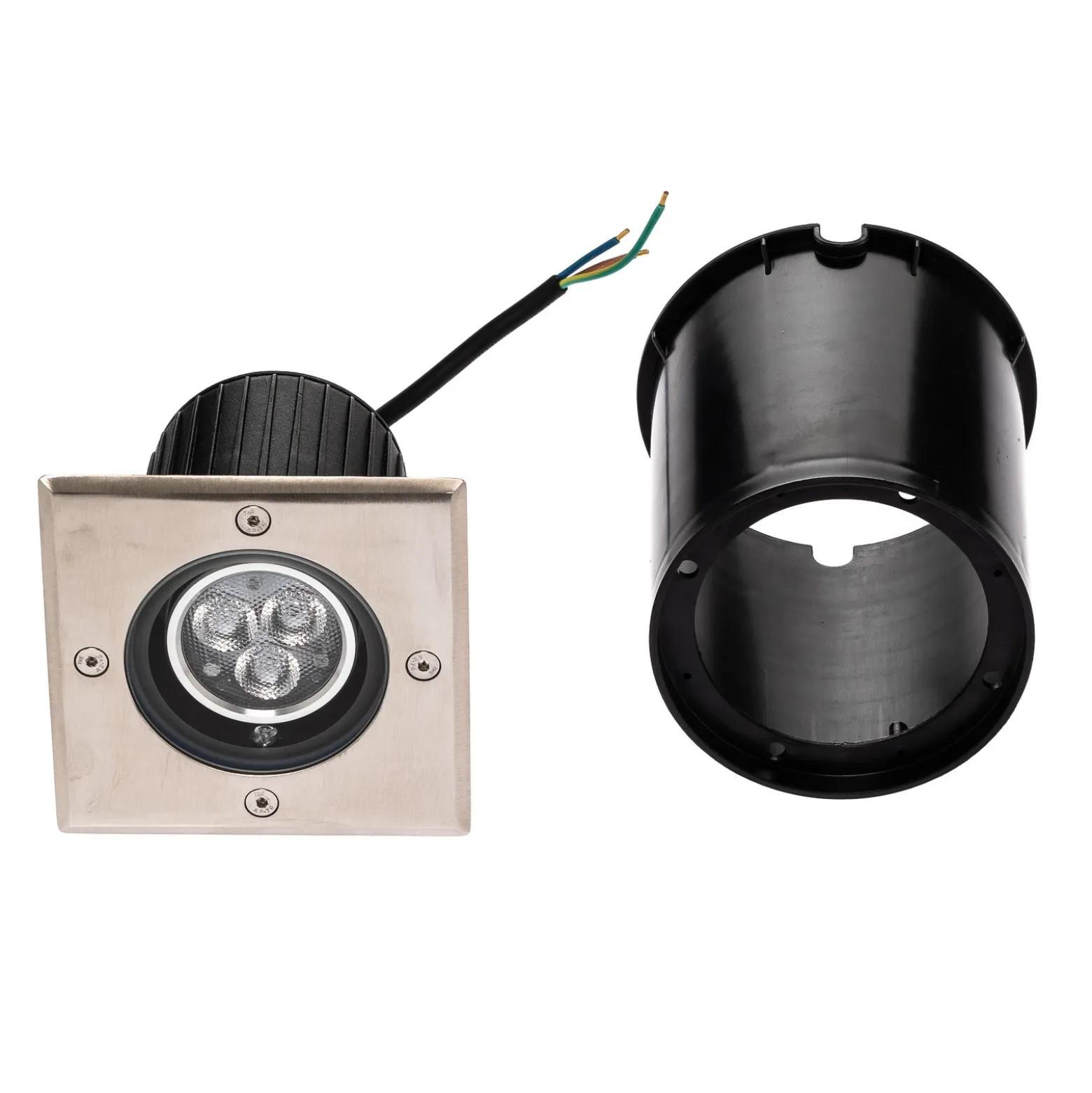 Lucande Lámpara de suelo LED empotrable Jos, angular, orientable, IP67