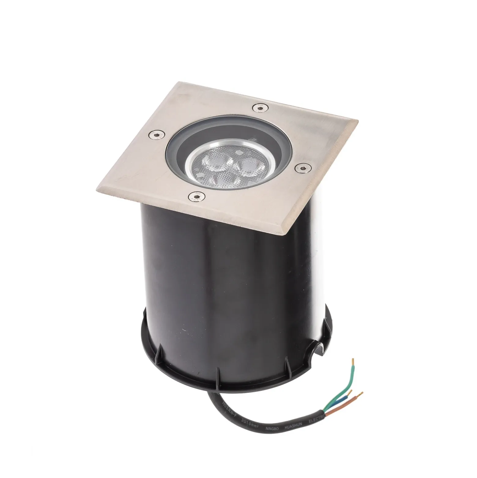 Lucande Lámpara de suelo LED empotrable Jos, angular, orientable, IP67