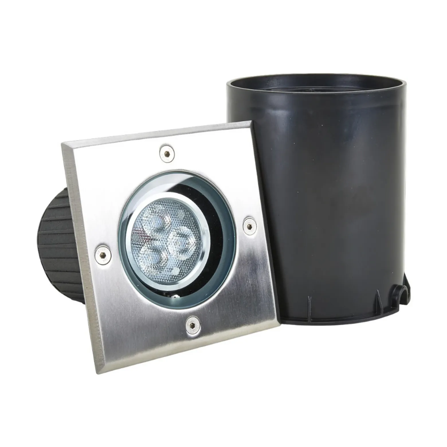 Lucande Lámpara de suelo LED empotrable Jos, angular, orientable, IP67