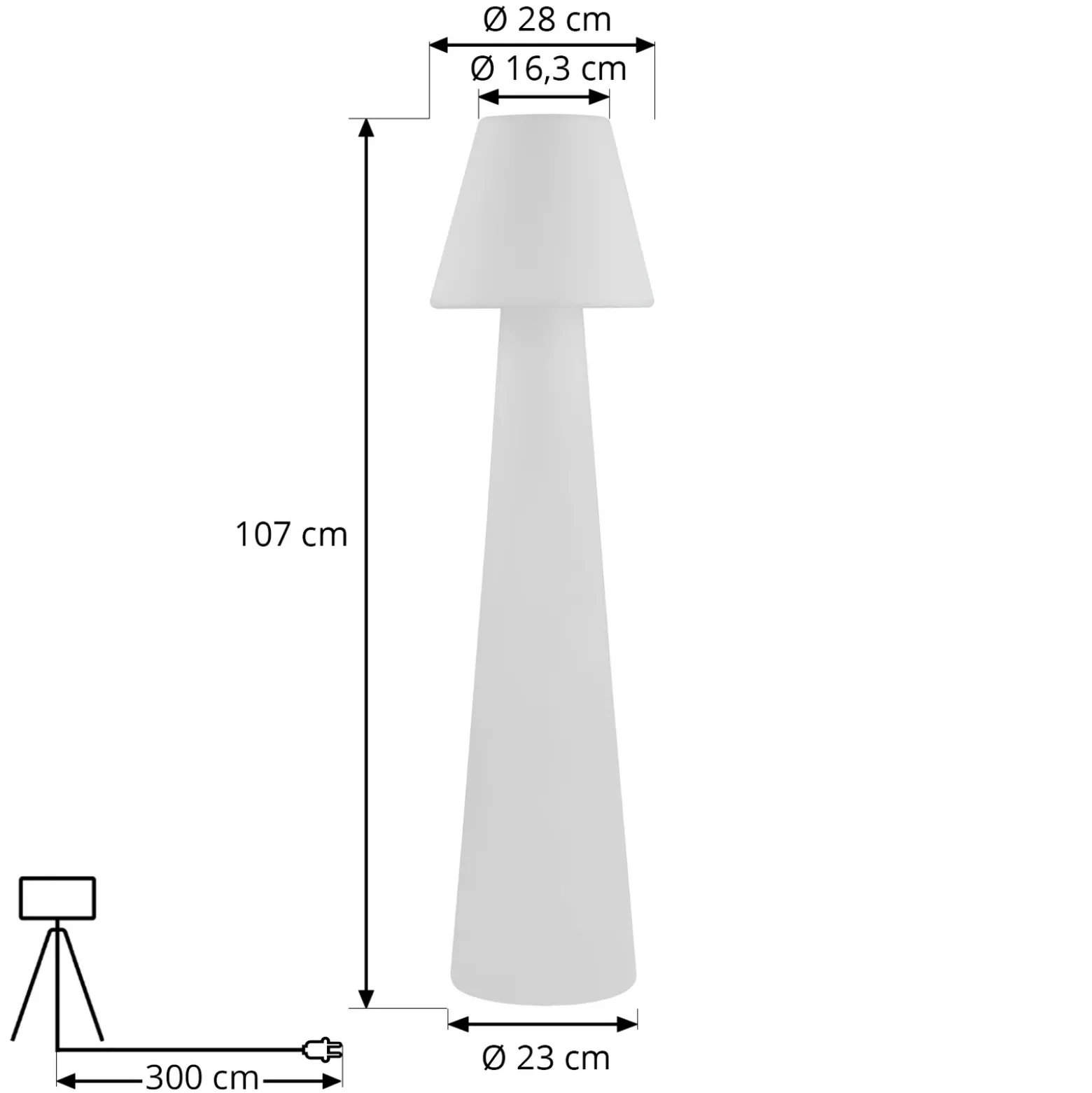 Lucande Lámpara de terraza Gauri, blanca, altura 107 cm, IP65