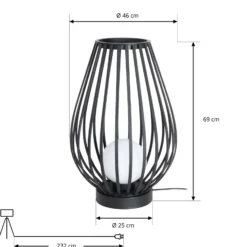 Lucande lámpara de terraza Marrin, negro, metal, Ø 46cm