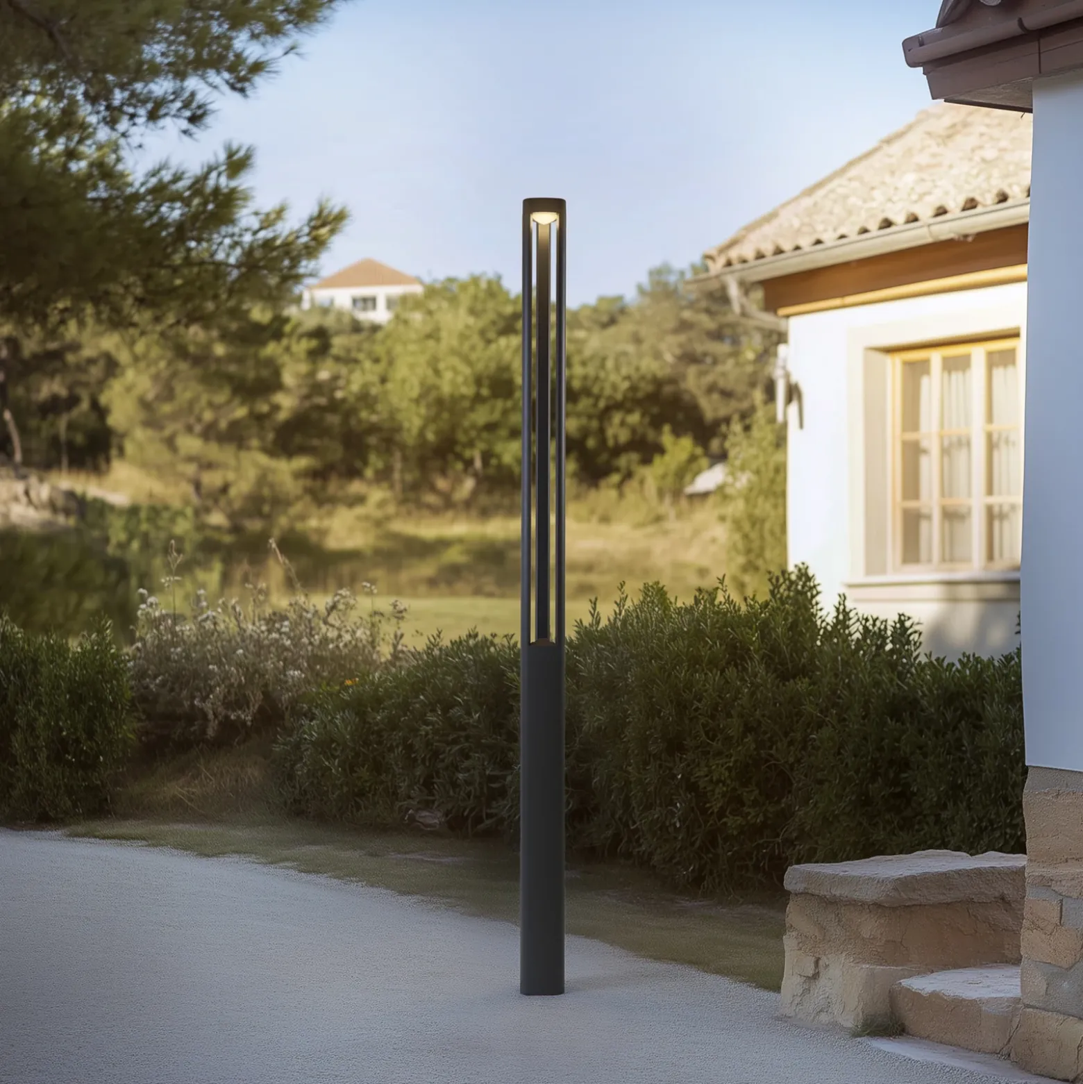 Lucande Lámpara exterior LED Pirron, 230 cm, antracita, IP65