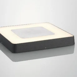 Lucande Lámpara LED de techo para exterior Sora, angular, con sensor, IP54