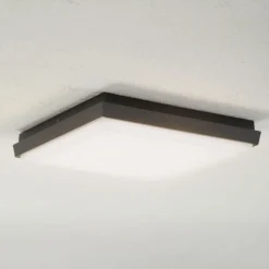 Lucande Lámpara LED de techo para exterior Amra, 30 cm, angular, antracita
