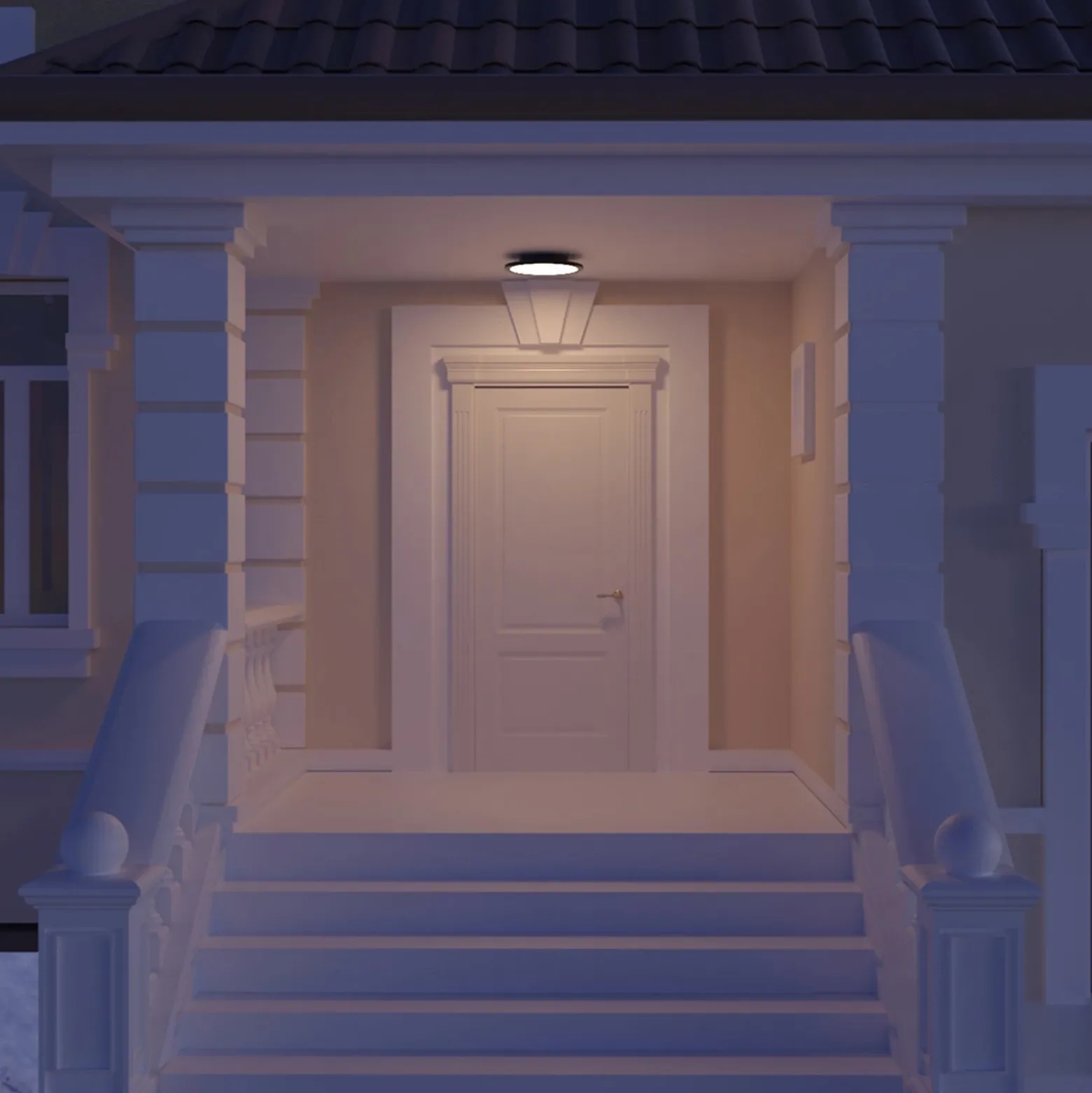 Lucande, lámpara LED de techo para exterior Malena, detector de movimiento, IP65