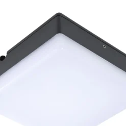 Lucande Lámpara LED de techo Thilo, 16cm, antracita, sensor, IP54