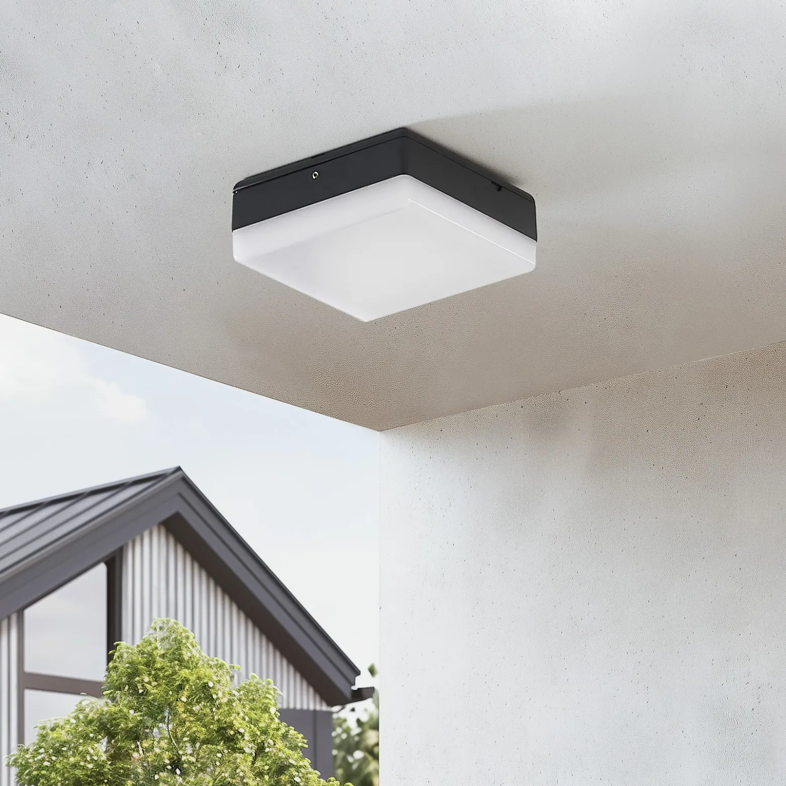 Lucande Lámpara LED de techo Thilo, 16cm, antracita, sensor, IP54