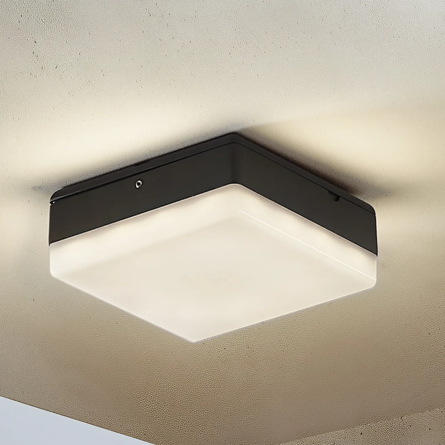Lucande Lámpara LED de techo Thilo, 16cm, antracita, sensor, IP54