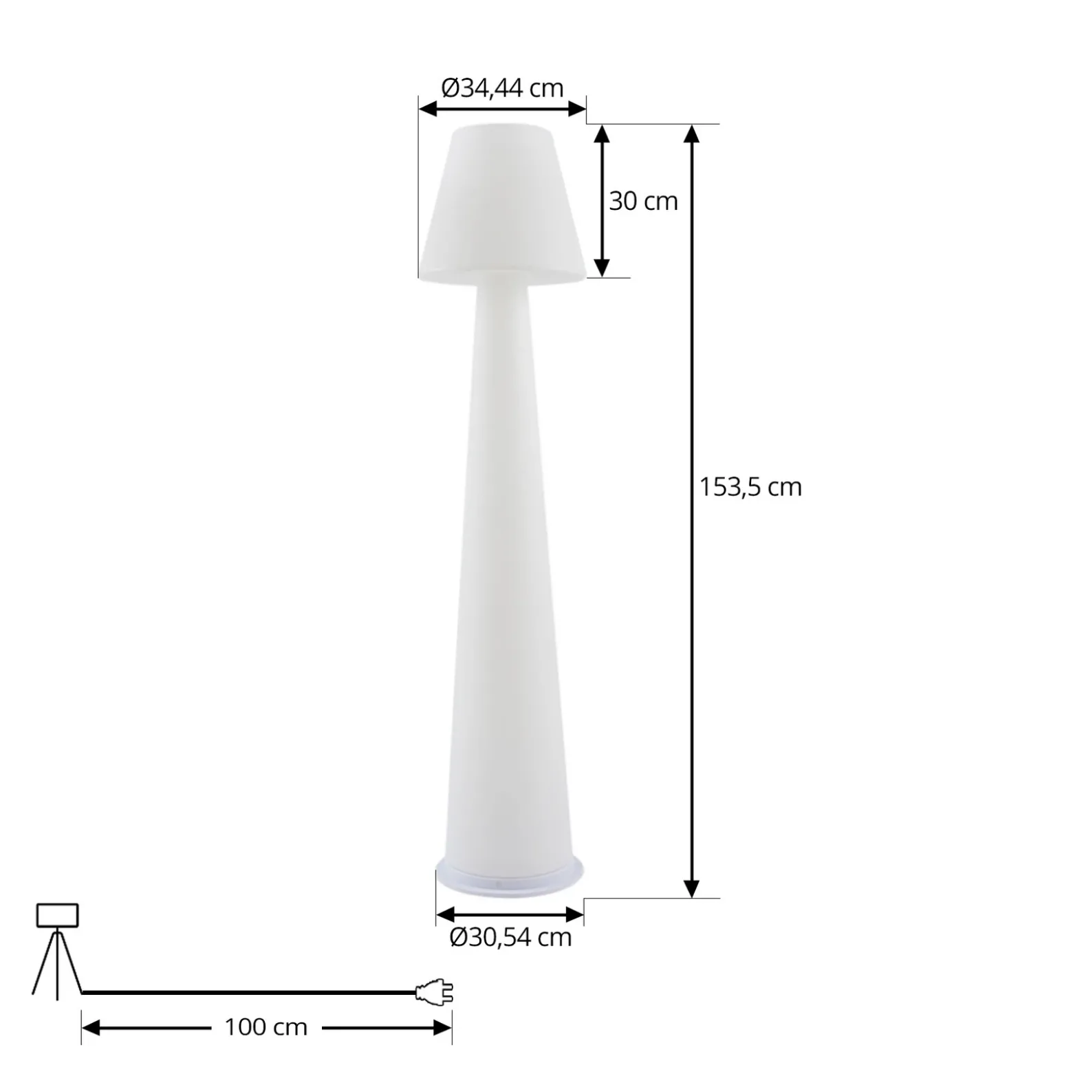 Lucande Lámpara LED para terraza con batería Gauri, blanca, 153 cm, IP44