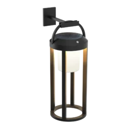 Lucande Lámpara LED solar 2 en 1 Tilena, negra, redonda, aluminio
