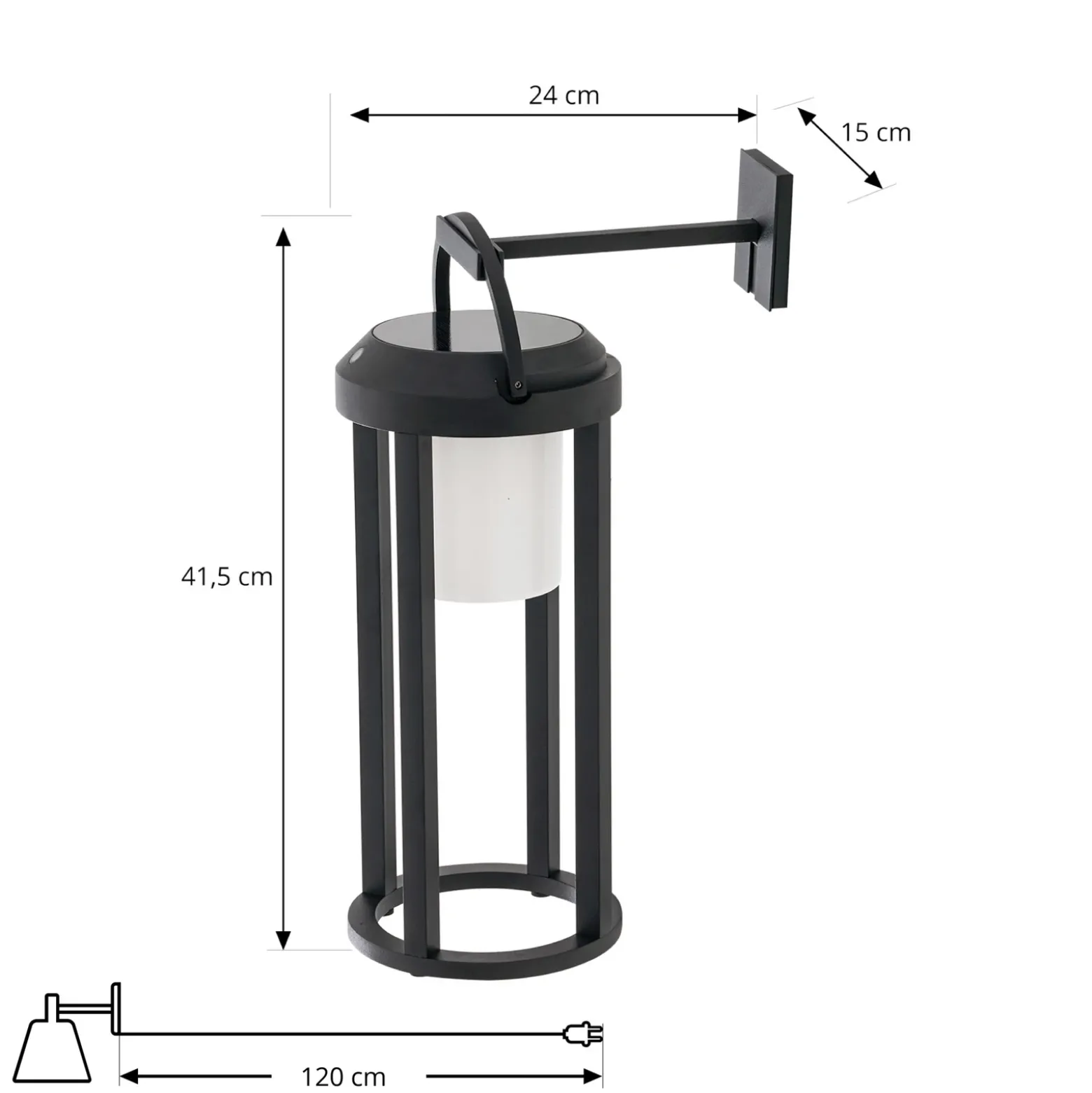 Lucande Lámpara LED solar 2 en 1 Tilena, negra, redonda, aluminio