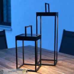 Lucande Lámpara LED solar Lynzy, 58 cm, negra, metal, IP65