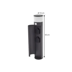 Lucande Lámpara sobremuro Corban, gris, sensor, enchufes, IP44