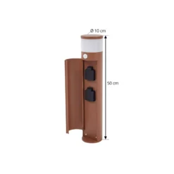 Lucande Lámpara sobremuro Corban, óxido, sensor, enchufes, IP44