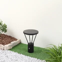 Lucande Lámpara sobremuro LED solar Elario, 44 cm, negra, sensor