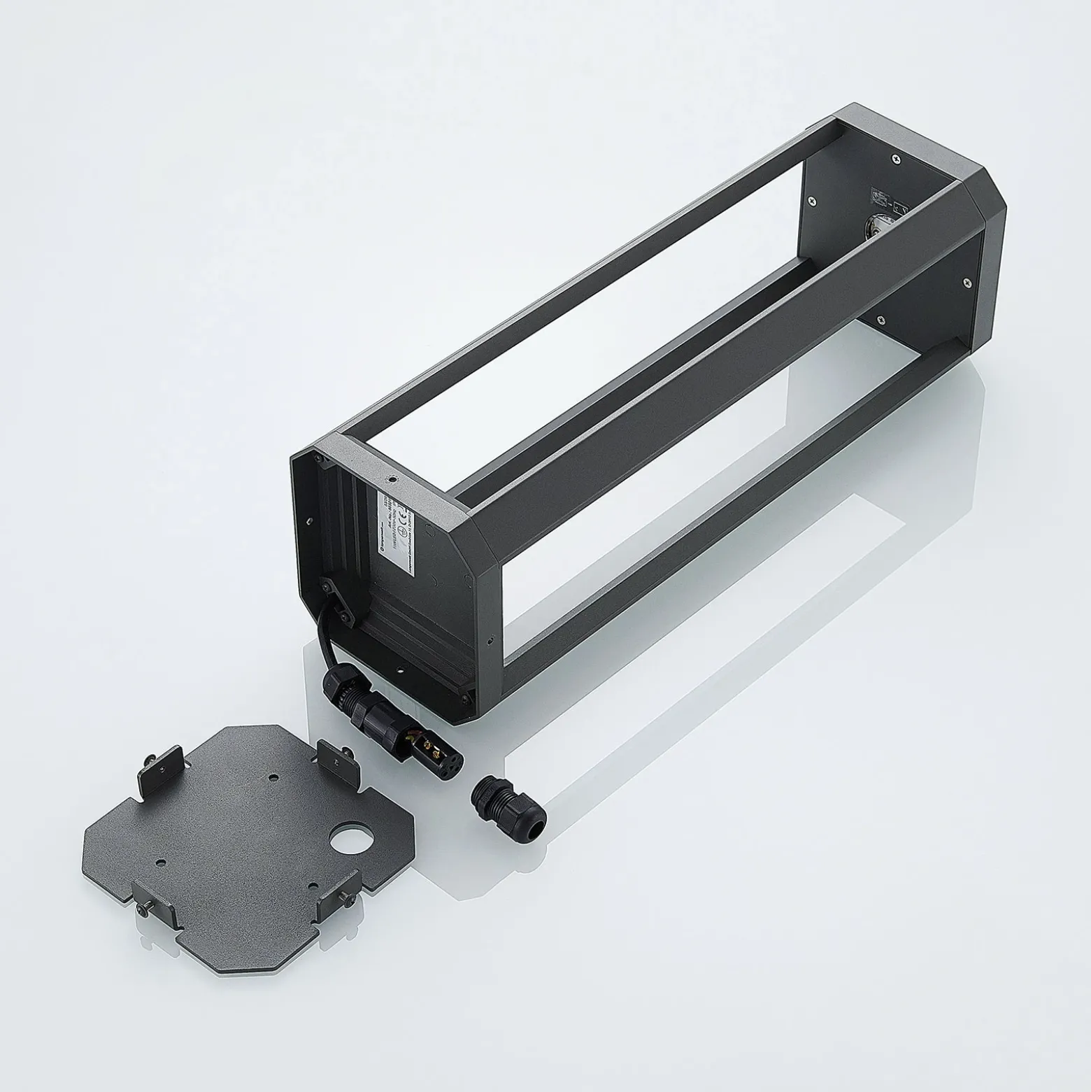Lucande Lámpara sobremuro LED Fery, antracita, metal, 50 cm, IP65