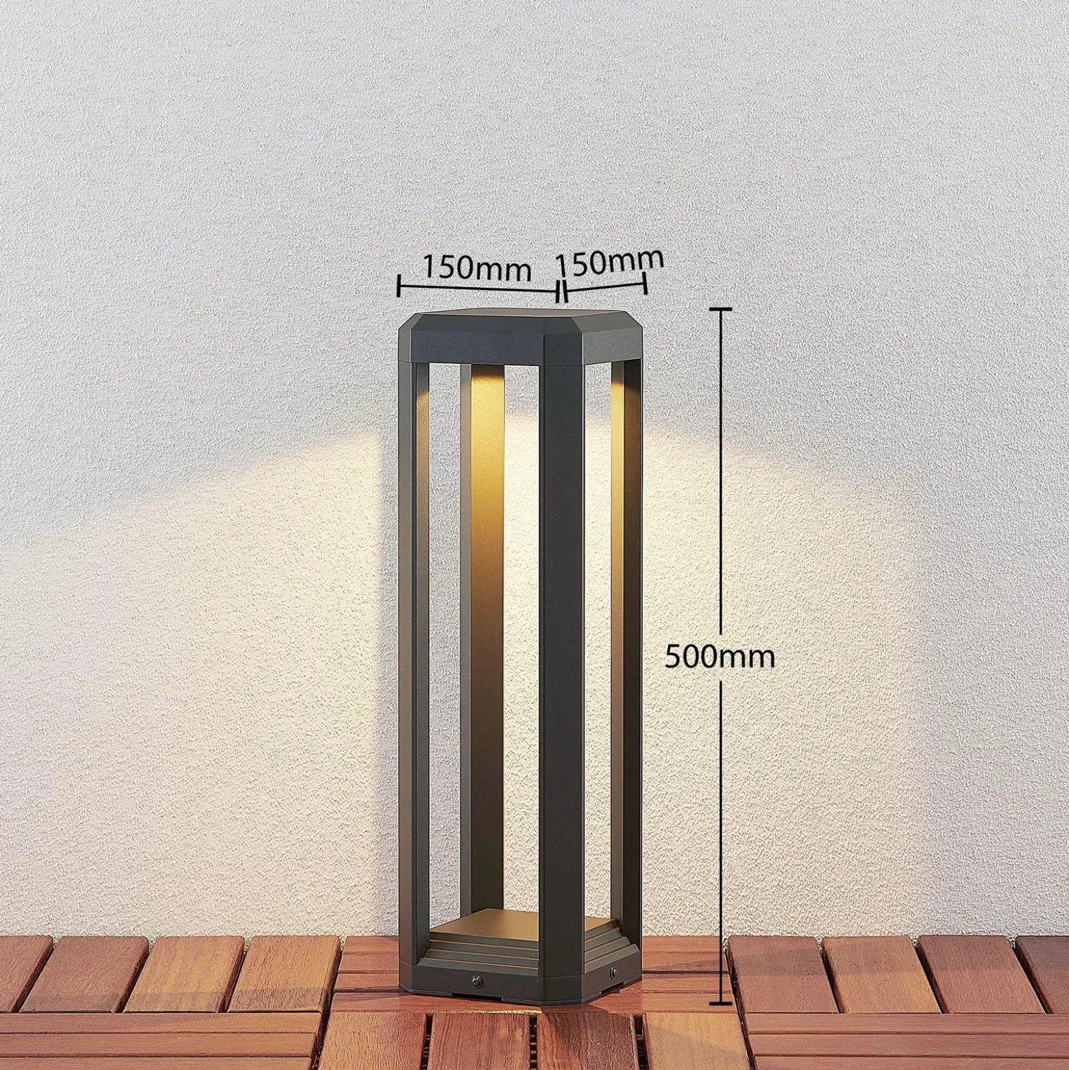 Lucande Lámpara sobremuro LED Fery, antracita, metal, 50 cm, IP65