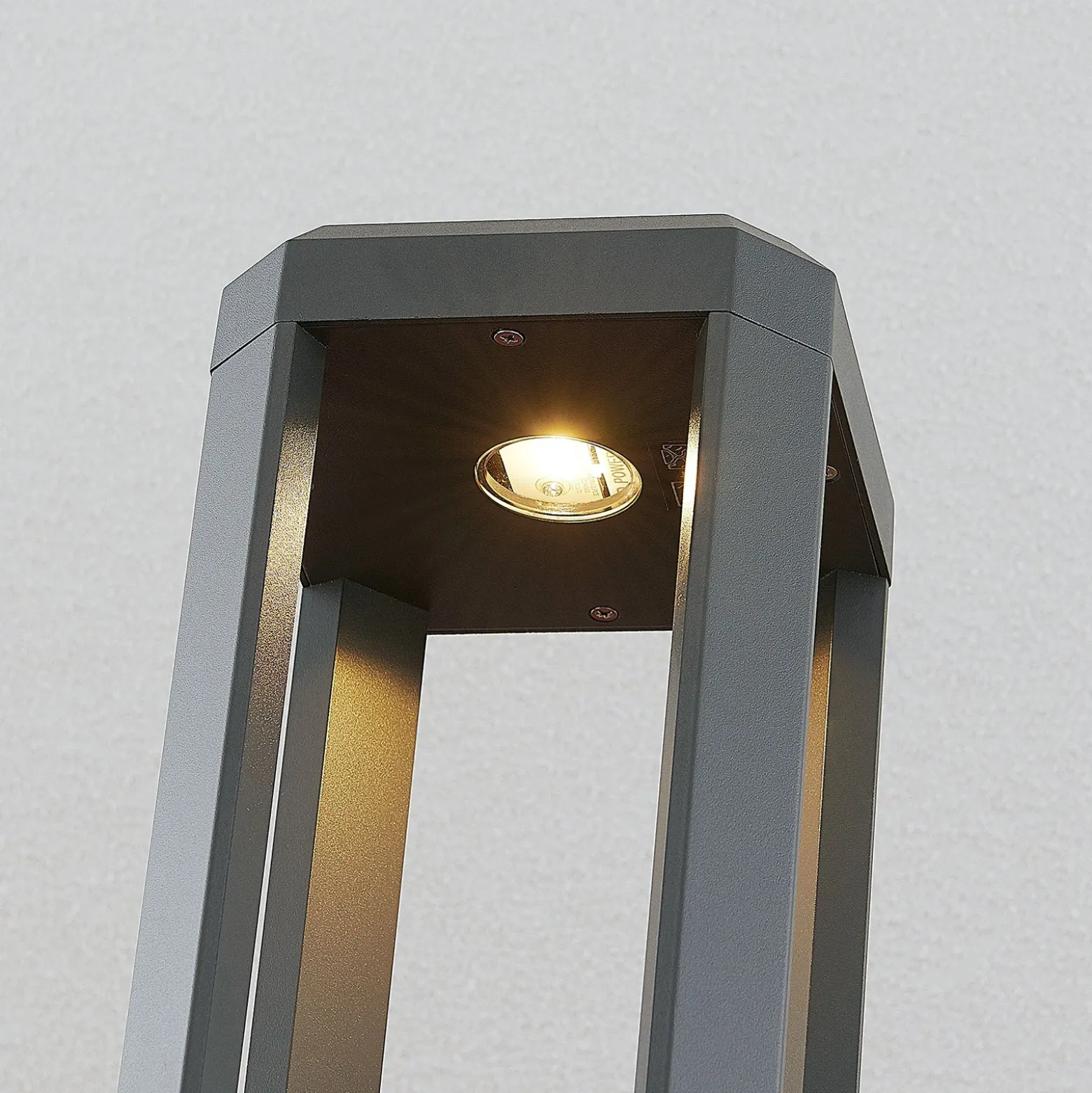 Lucande Lámpara sobremuro LED Fery, antracita, metal, 50 cm, IP65