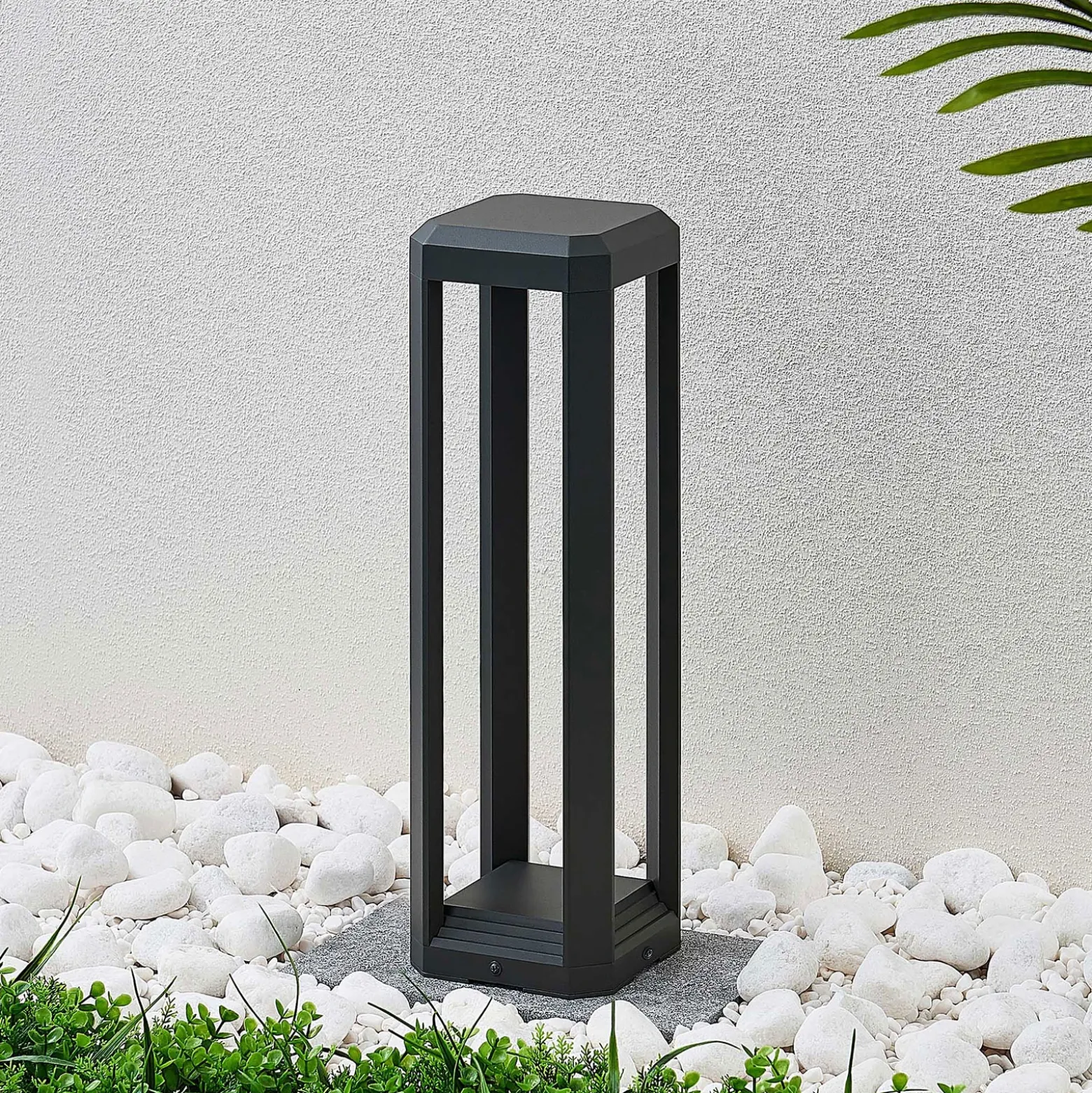 Lucande Lámpara sobremuro LED Fery, antracita, metal, 50 cm, IP65