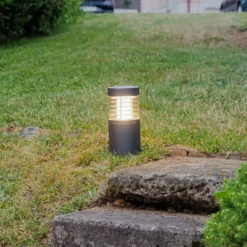 Lucande Lámpara sobremuro LED Lucius, 27 cm, antracita, IP54
