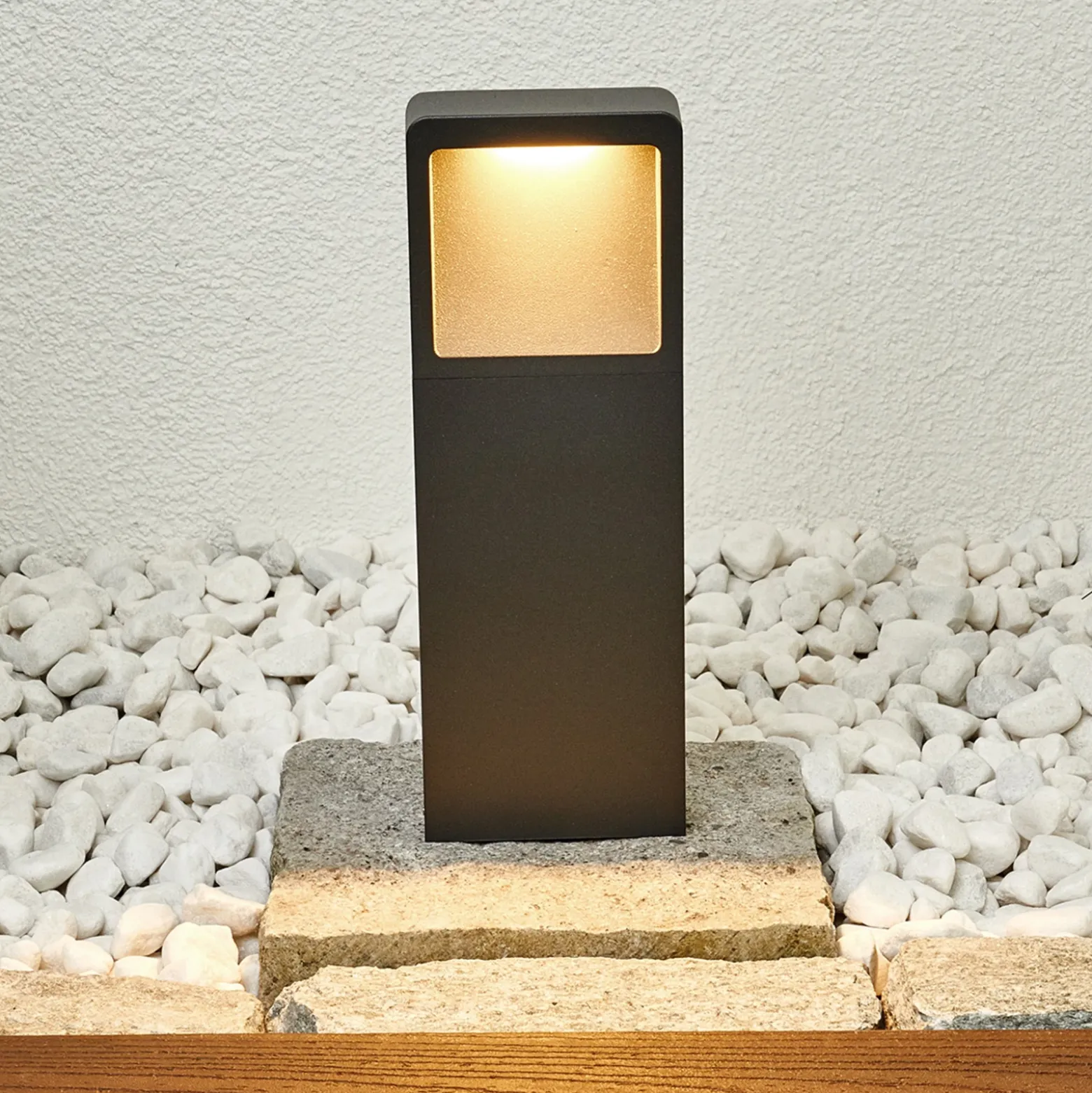Lucande Lámpara sobremuro LED Leya, 35 cm, antracita, metal, IP54