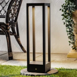 Lucande lámpara sobremuro LED Carlota, 50 cm, antracita, aluminio