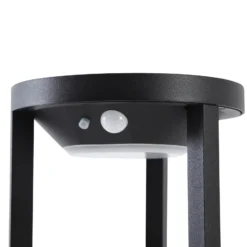 Lucande, lámpara solar LED para caminos Nilea, Ø 16 cm, negra, sensor
